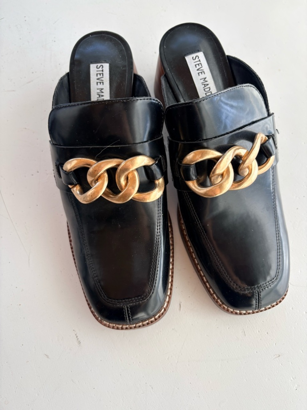 Steve Madden Black Leather Slip-On Mules